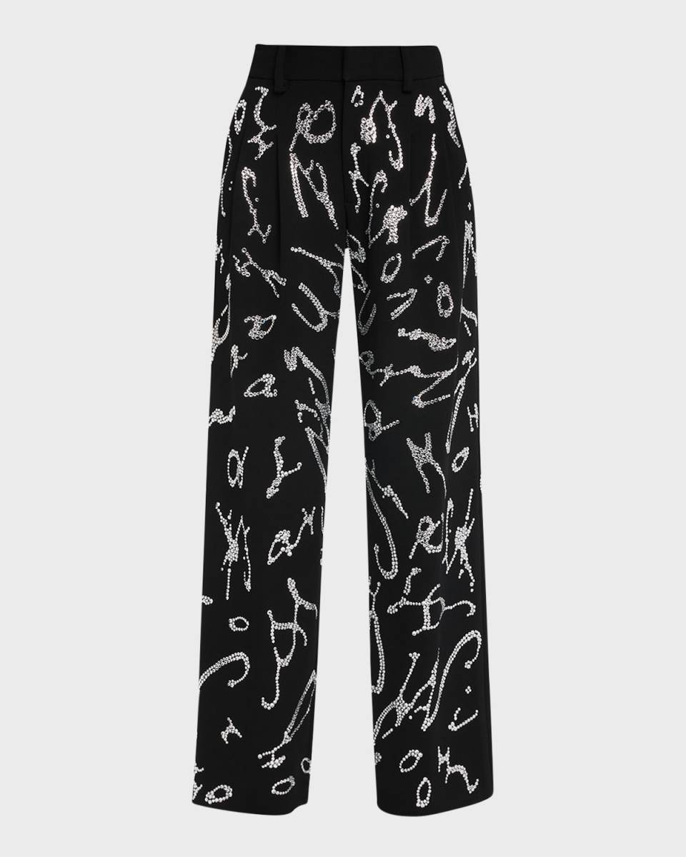 Lacroix Darling Crystal Pleated Wide-Leg Pants